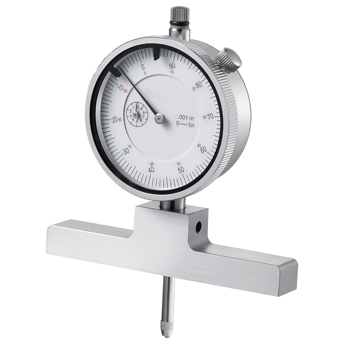 Depth Gauge, Depth Micrometer 0-22 inch Measuring Range, 0.001" Resolution, with 4 Anvils & 6 Standard Rods, Precision Easy to Read Mechanical Tool for Measuring Groove, Step, Hole