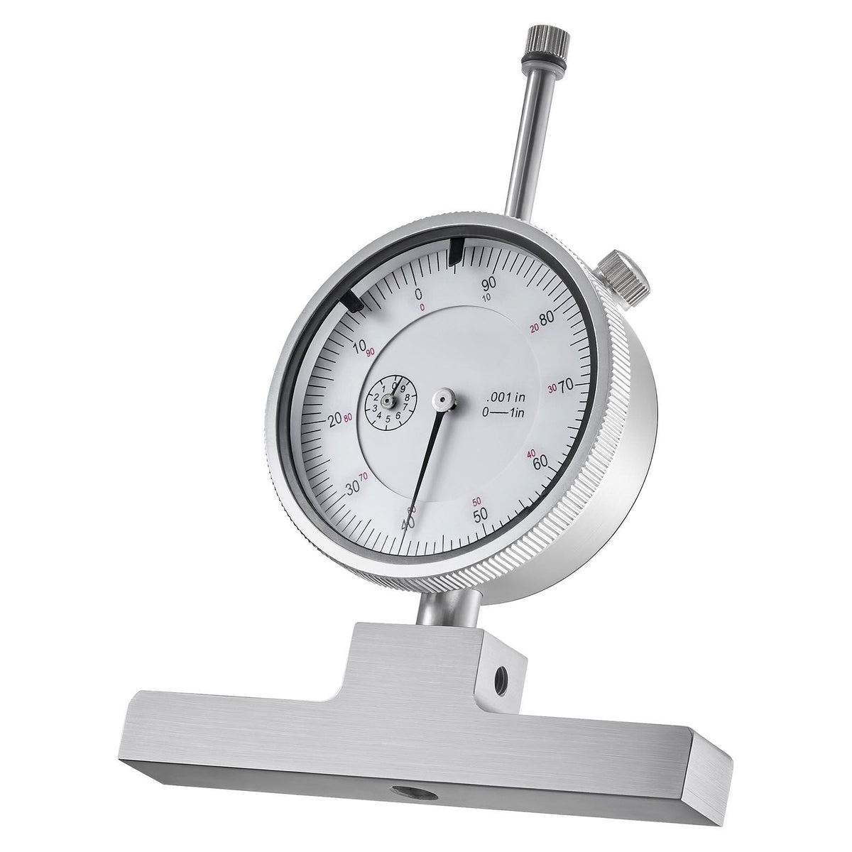Depth Gauge, Depth Micrometer 0-22 inch Measuring Range, 0.001" Resolution, with 4 Anvils & 6 Standard Rods, Precision Easy to Read Mechanical Tool for Measuring Groove, Step, Hole