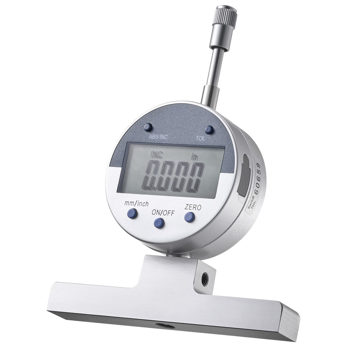 Depth Gauge, Depth Micrometer Digital Electronic Indicator 0-22 inch Measuring Range, 0.0005" Resolution, Precision Unit Conversion with 4 Anvils, Measuring Tool for Groove, Step, Hole