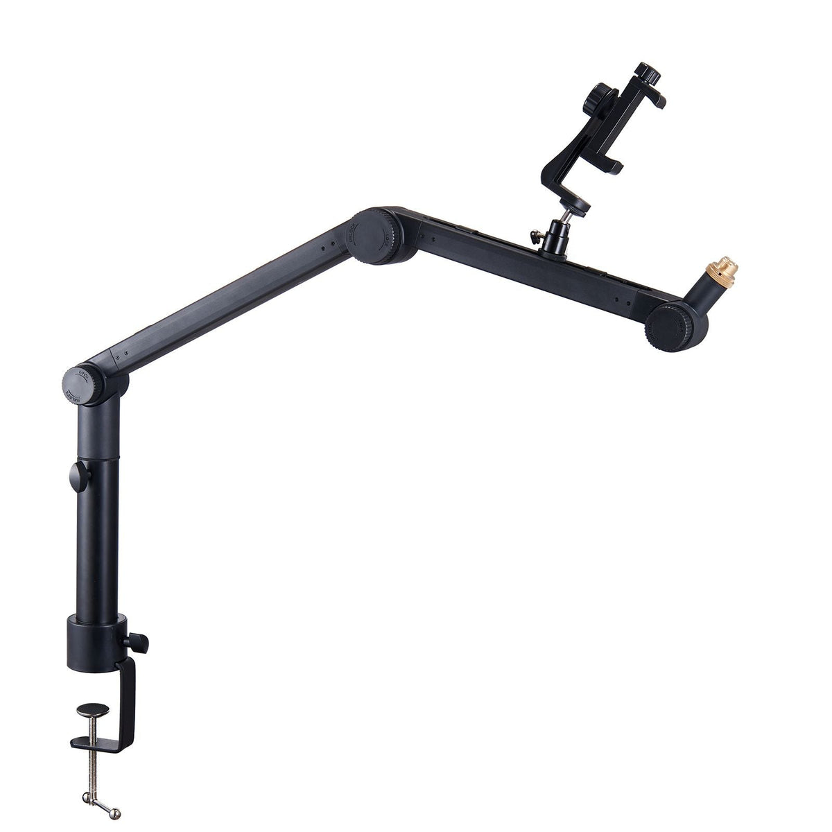 Desk-Mounted Microphone Arm, Flexible 360° Rotation, Adjustable Stand with Universal 3/8" to 5/8" Adapter and Headphone Holder, Compatible with Blue Yeti, Hyperx Quadcast, and More