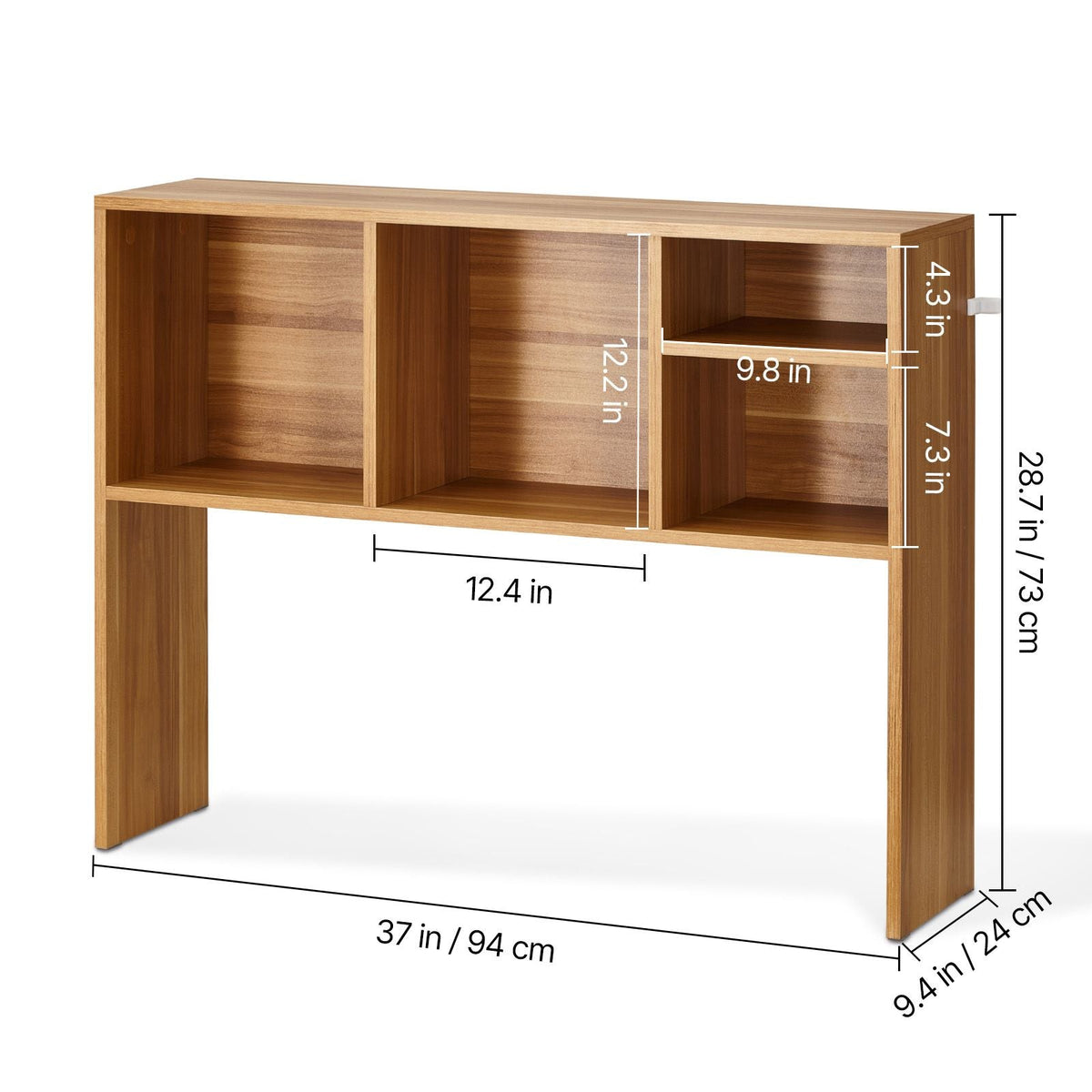 Desktop Bookshelf, 1-Tier Wood Desktop Storage Organizer, 37" x 9.4" x 28.7" Office Storage Rack Wood Display Shelf, Desktop Bookshelf Hutch with Anti-Slip Feet Pads, for Office, Home & Dorm