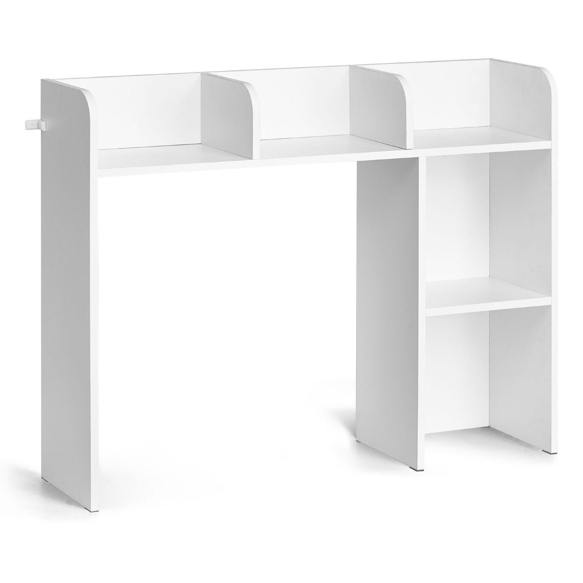 Desktop Bookshelf, 2-Tier Desktop Storage Organizer, 37.2" x 9.5" x 28.9" Office Storage Rack Wood Display Shelf, Desktop Bookshelf Hutch with Anti-Slip Feet Pads, for Office, Home & Dorm, White