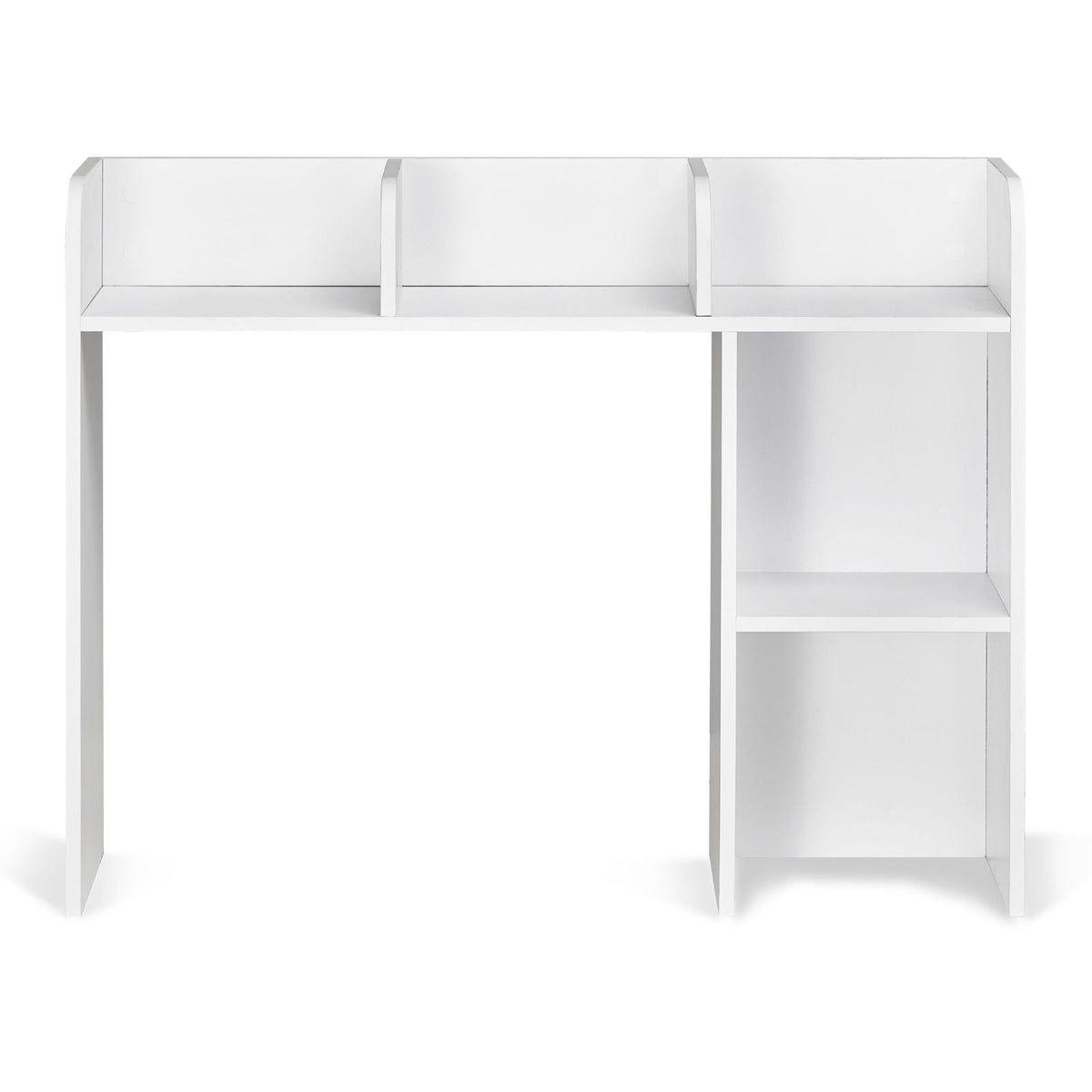Desktop Bookshelf, 2-Tier Desktop Storage Organizer, 37.2" x 9.5" x 28.9" Office Storage Rack Wood Display Shelf, Desktop Bookshelf Hutch with Anti-Slip Feet Pads, for Office, Home & Dorm, White