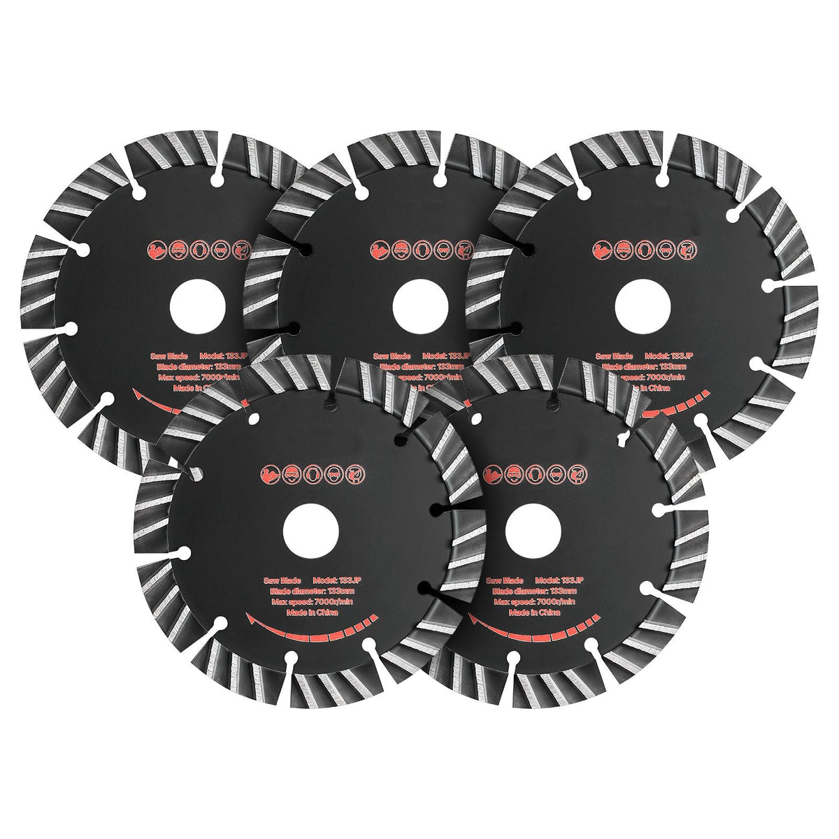 Diamond Blades 5.24 inch, 5-Pack Wall Chaser Saw Blade Cutting Blade, 0.79 in Arbor, High-Hardness Diamond Segments, 65Mn Steel Core, Dry Wet Cutting, Clean Edges for Concrete Brick Stone Cement