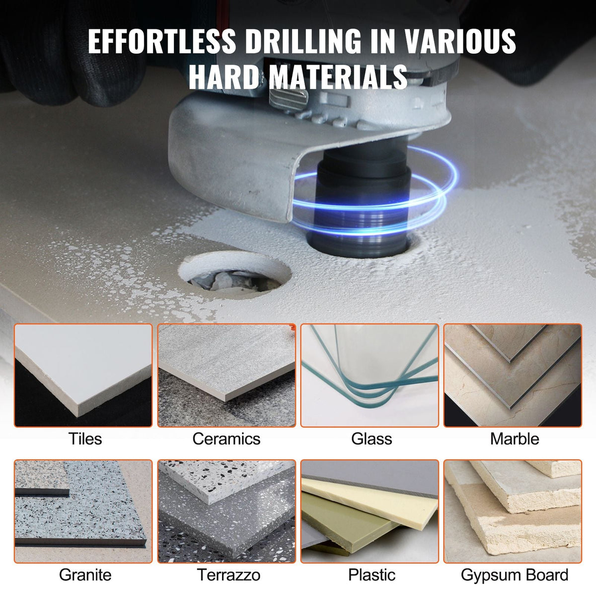 Diamond Core Drill Bit Set, 11 PCS 6/8/10/20/25/28/32/35/45/50/65mm Diamond Hole Saw Kit, with 5/8"-11 Connector and Storage Case, for Dry and Wet, Diamond Drill Bits for Ceramic Tile