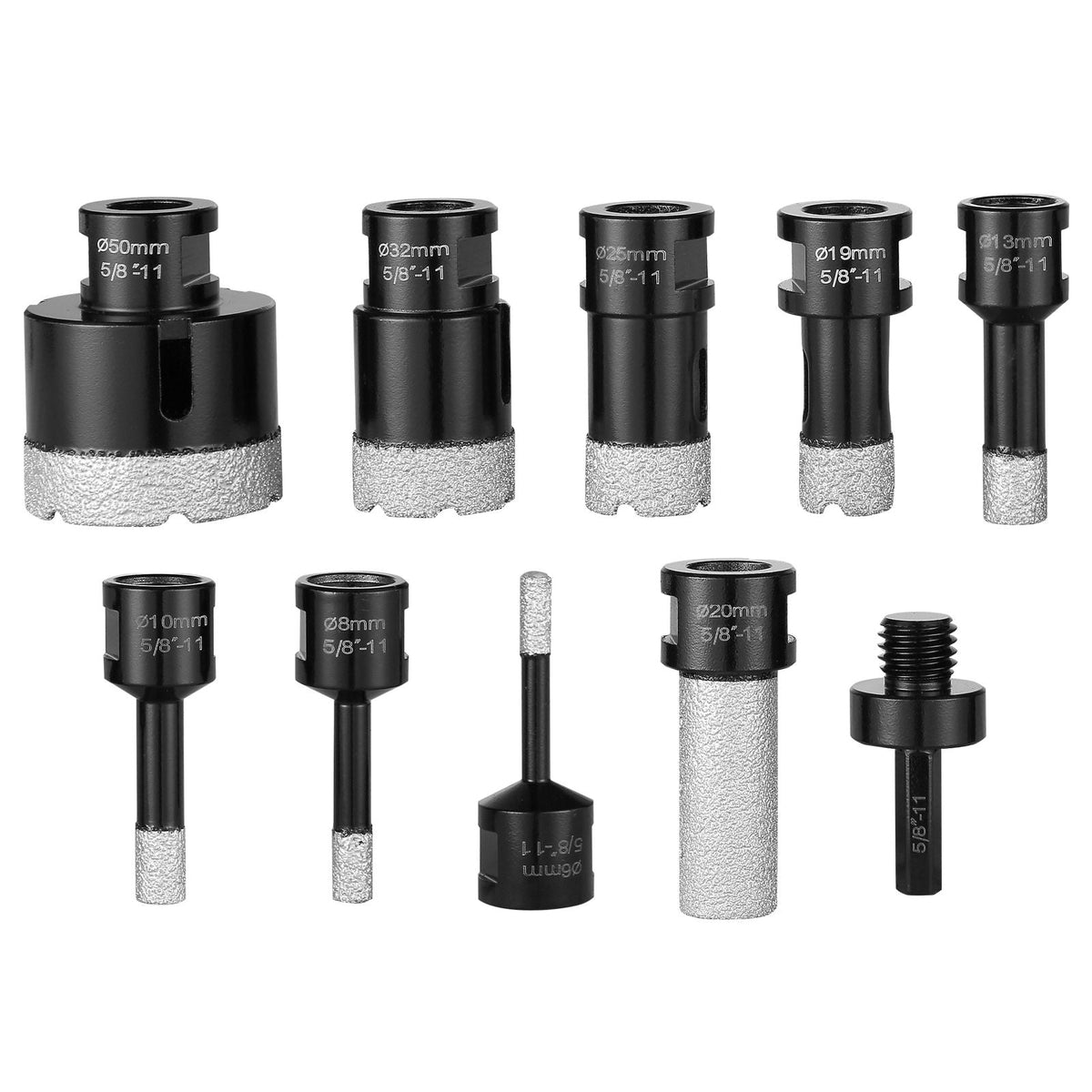 Diamond Core Drill Bit Set, 8 PCS 6/8/10/13/19/25/32/50mm Diamond Hole Saw Kit, with Finger Milling Bit Saw Blade and Storage Case, for Dry and Wet, Diamond Drill Bits for Ceramic Tile