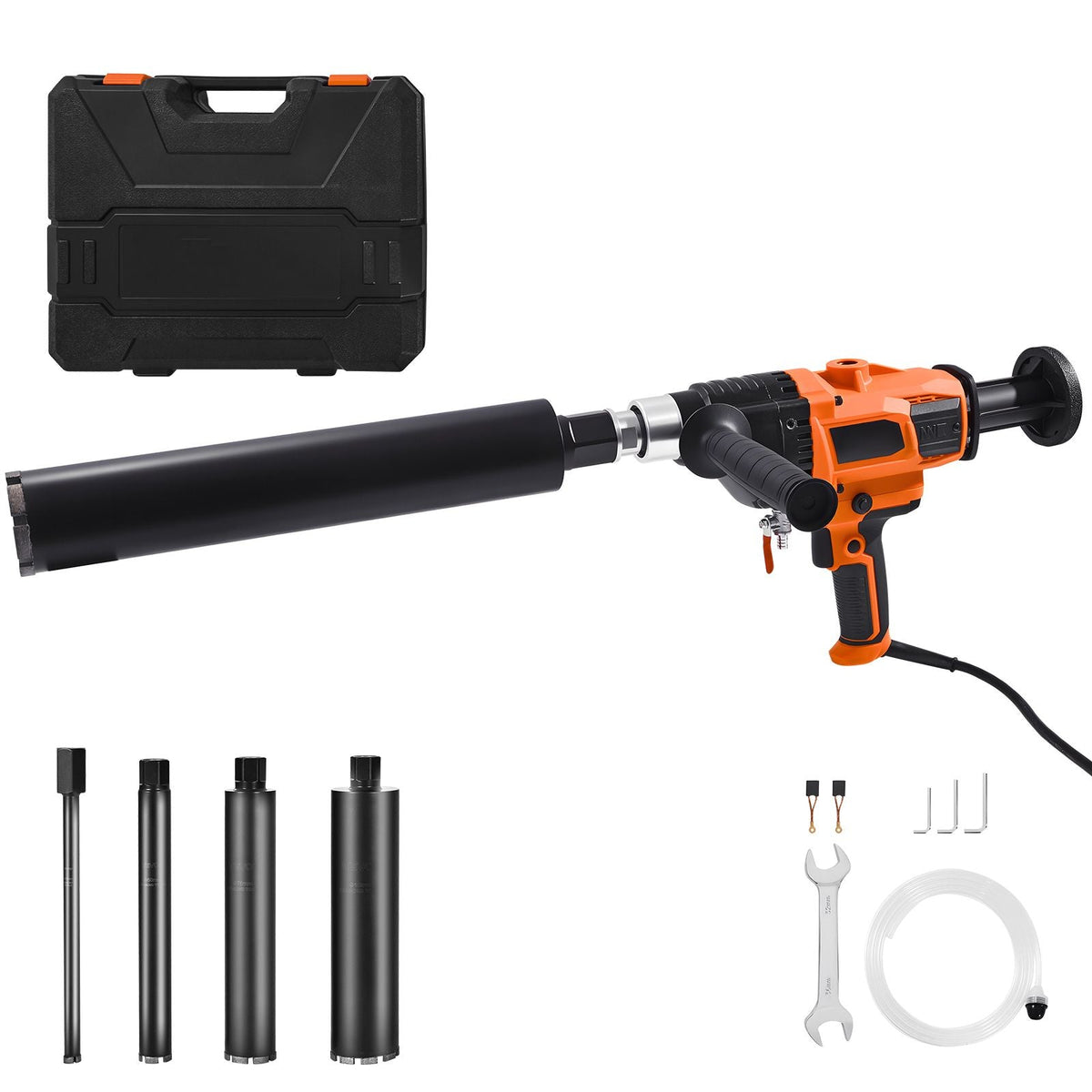 Diamond Core Drilling Machine, 0.8-6.3 in Drilling Diameter, Handheld Dry and Wet Concrete Core Drill Rig with 4 Drill Bits, 0-1800RPM Variable Speed, UNC1 1/4-7, for Concrete Brick Stone, 2000W