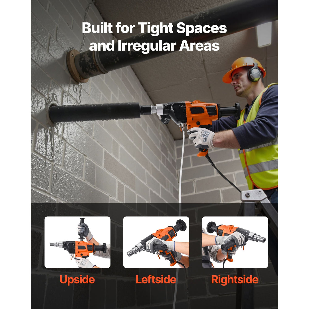 Diamond Core Drilling Machine, 0.8-6.3 in Drilling Diameter, Handheld Dry and Wet Concrete Core Drill Rig with 4 Drill Bits, 0-1800RPM Variable Speed, UNC1 1/4-7, for Concrete Brick Stone, 2000W