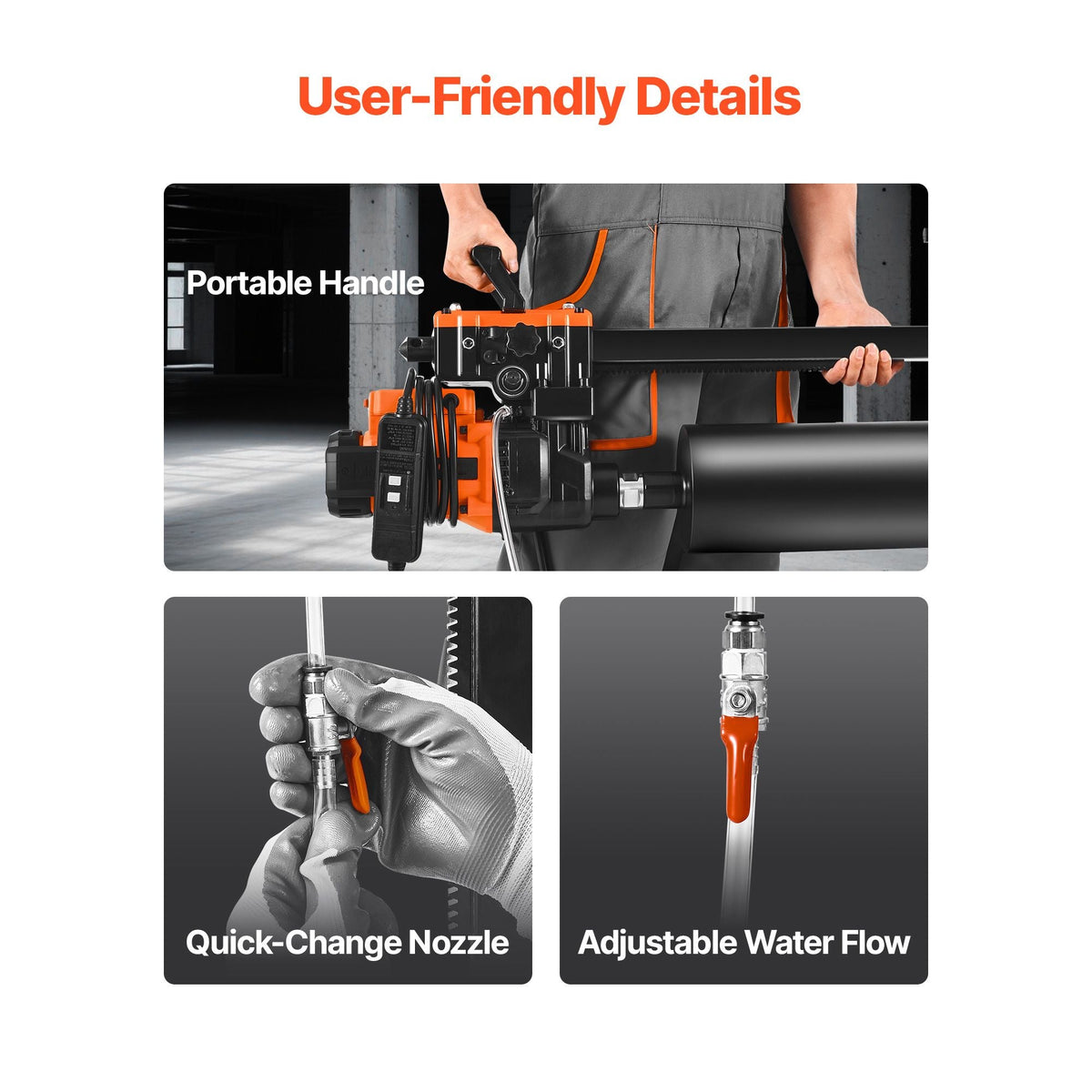 Diamond Core Drilling Machine, 0.8-8 in Drilling Diameter, Stand-Mount Dry and Wet Concrete Core Drill Rig with 8 Drill Bits, 800 RPM Speed, UNC1 1/4-7 Thread, for Concrete Brick Stone, 3000W