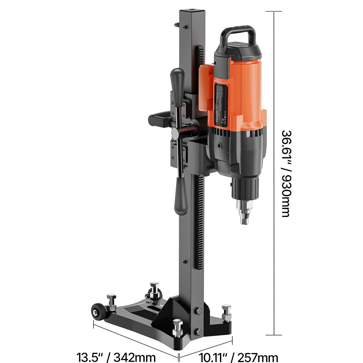 Diamond Core Drilling Machine, 10in Wet Concrete Core Drill Rig with Stand Wheels, 750RPM Speed & 1-1/4" Thread & Lifting Handle, 10in Drilling Diameter for Concrete Brick Block Stone, 2500W