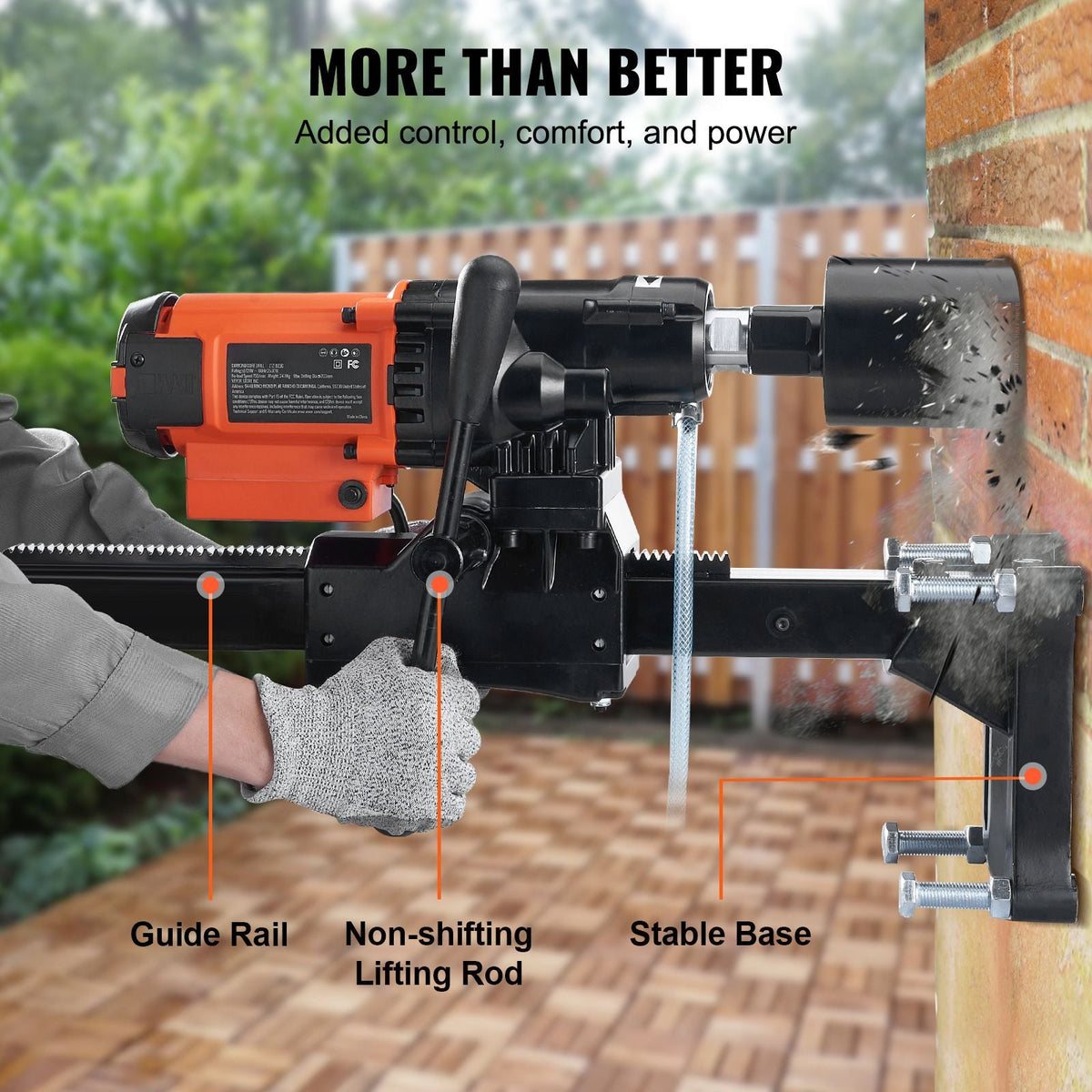 Diamond Core Drilling Machine, 8in Wet&Dry Concrete Core Drill Rig with Stand, 750RPM Speed & 1-1/4" 5/8" Thread & Lifting Handle, 8in Drilling Diameter for Concrete Brick Block Stone, 2500W