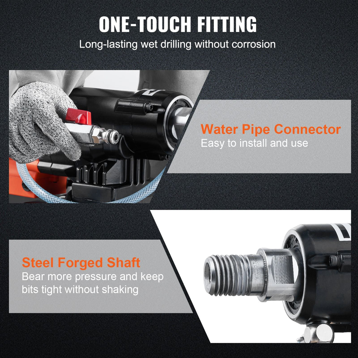 Diamond Core Drilling Machine, 8in Wet&Dry Concrete Core Drill Rig with Stand, 750RPM Speed & 1-1/4" 5/8" Thread & Lifting Handle, 8in Drilling Diameter for Concrete Brick Block Stone, 2500W