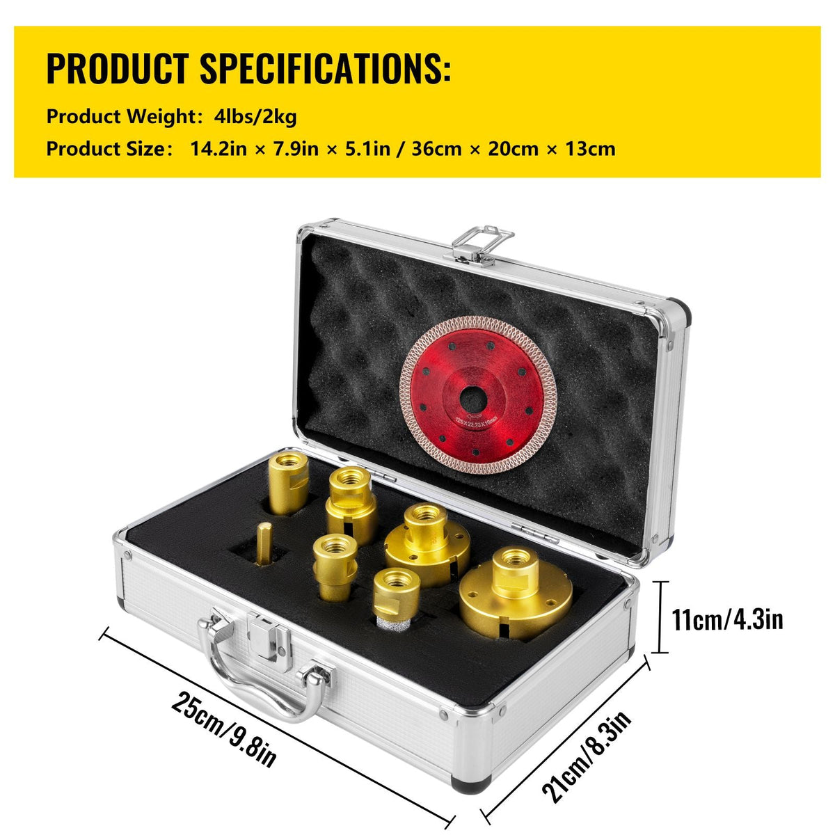 Diamond Drill Bits 7PCS Diamond Hole Saw 20/27/35/55/68mmTile Hole Saw Kit Vacuum Brazed Diamond Drill Bit 0.59in/15mm Segment Tile Hole Saw w Storage Case for Tile Ceramic Porcelain Marble