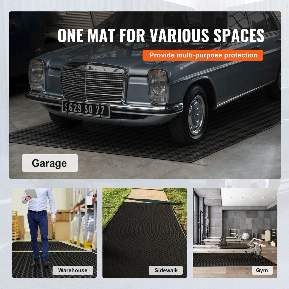 Diamond-Plate Rubber Flooring Roll, 3 mm x 4 ft x 10 ft Garage Floor Mat, SBR Rubber Garage Flooring Roll, Easy to Clean, Diamond Plate Rubber Mat for Under Cars, Garage Industry Gym, Black