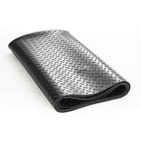 Diamond-Plate Rubber Flooring Roll, 3 mm x 4 ft x 8 ft Garage Floor Mat, SBR Rubber Garage Flooring Roll, Easy to Clean, Diamond Plate Rubber Mat for Under Cars, Garage Industry Gym, Black