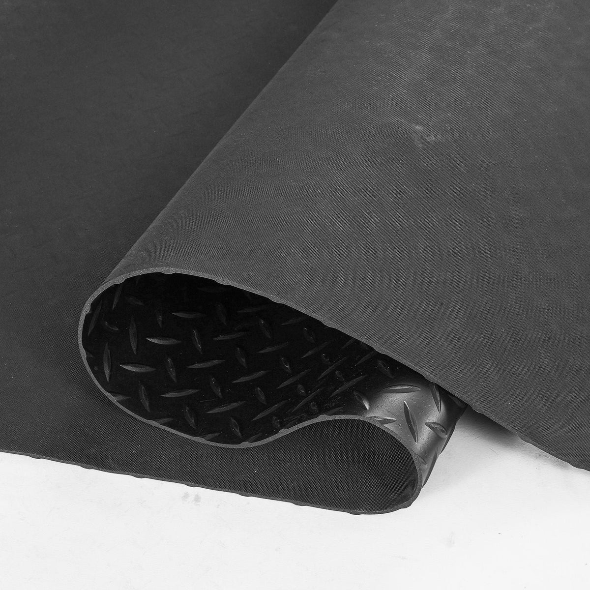 Diamond-Plate Rubber Flooring Roll, 3 mm x 4 ft x 8 ft Garage Floor Mat, SBR Rubber Garage Flooring Roll, Easy to Clean, Diamond Plate Rubber Mat for Under Cars, Garage Industry Gym, Black