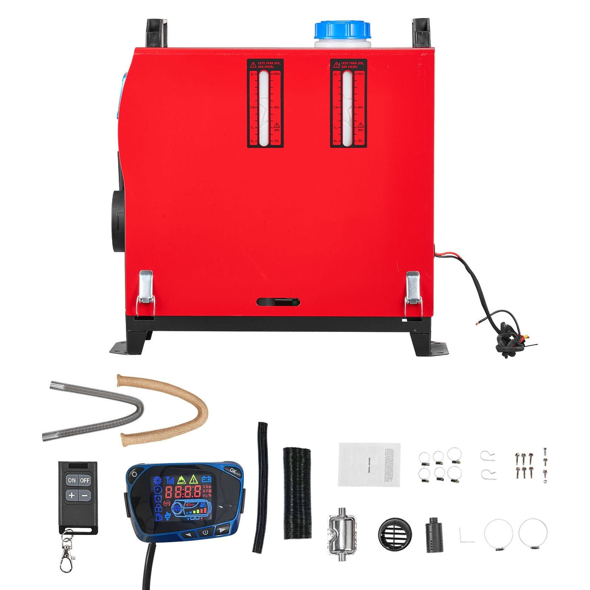 Diesel Air Heater, 8 kW DC12-24V, Fast Heating Diesel Parking Heater with Remote Control and Blue LCD Switch, Low Noise, Pre-Heating Function, for RV, Truck, Camper, Van, Boat and Trailer