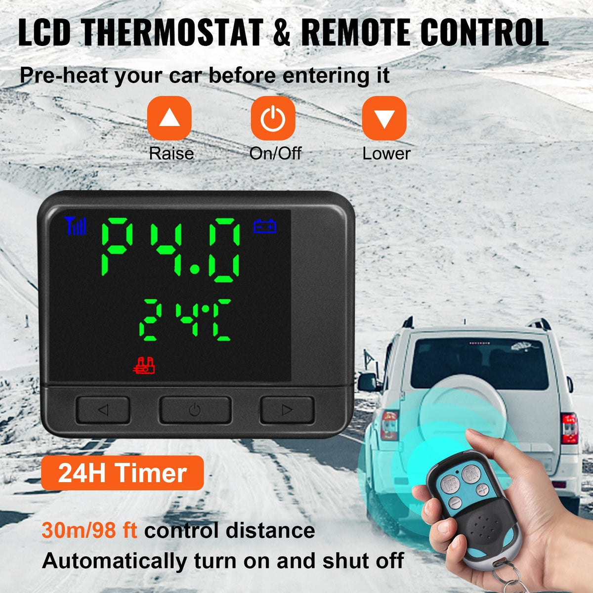 Diesel Air Heater 8KW Parking Heater 12V Truck Heater, One Air Outlet, with Black LCD Switch, Remote Control, Fast Heating Compact Diesel Heater, For Car, RV Truck, Boat, Campervans, Caravans