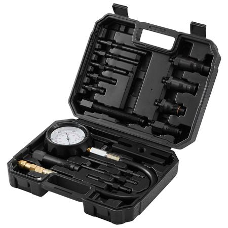 Diesel Engine Compression Tester, 18 pcs Cylinder Pressure Test Tool Kit, with 0-1000 psi Gauge and Adapters, Diesel Injector Tester Check Cylinders in Diesel Trucks, Tractors, Equipment