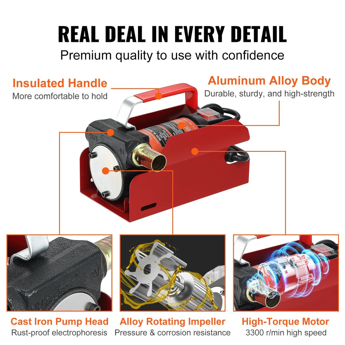 Diesel Fuel Transfer Pump Kit 12V 10 GPM DC with Automatic Shut-off Nozzle Hose, Portable Electric Self-Priming Fuel Transfer Extractor Pump Kit for Diesel, Kerosene, Machine, Transformer Oil
