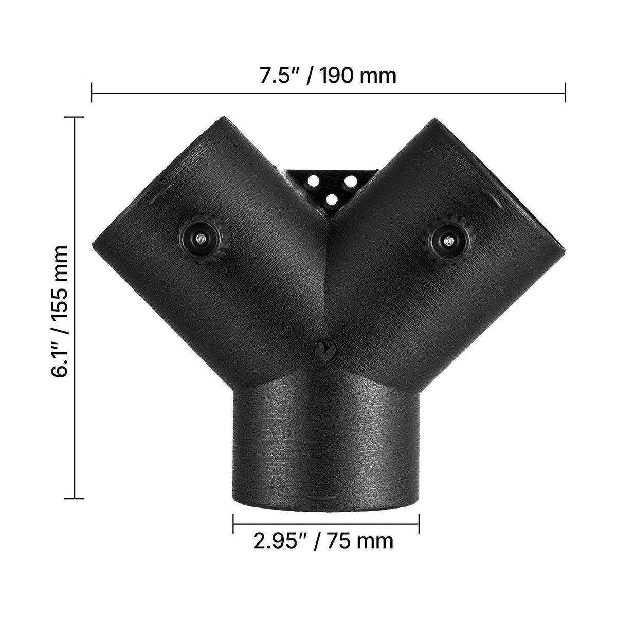 Diesel Heater Connector, 3 inch Diesel Heater Duct Connector Accessories, 3-Way Y Branch Diesels Heaters Air Vent Duct with 2 90° Rotatable Valves, Black Joint Connectors for 2KW 5KW 8KW Heaters