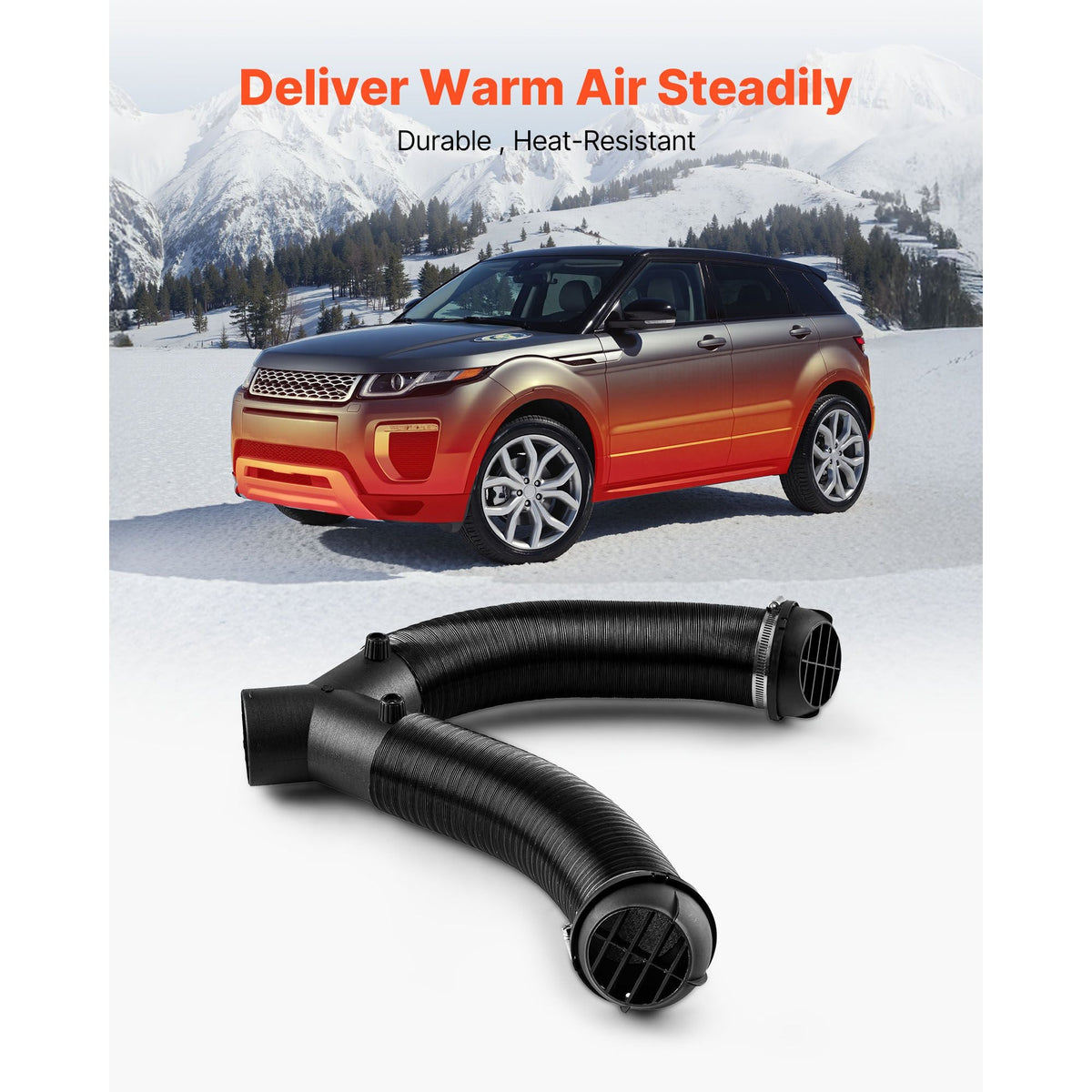Diesel Heater Pipe Duct Vent Kit, 3-inch Heater Pipe Warm Air Outlet Vent Set with Y-Shaped Connector & Air Duct Clamps, Parking Heaters Air Ducts Vent Kit for 5KW 8KW Diesel Heaters, Black