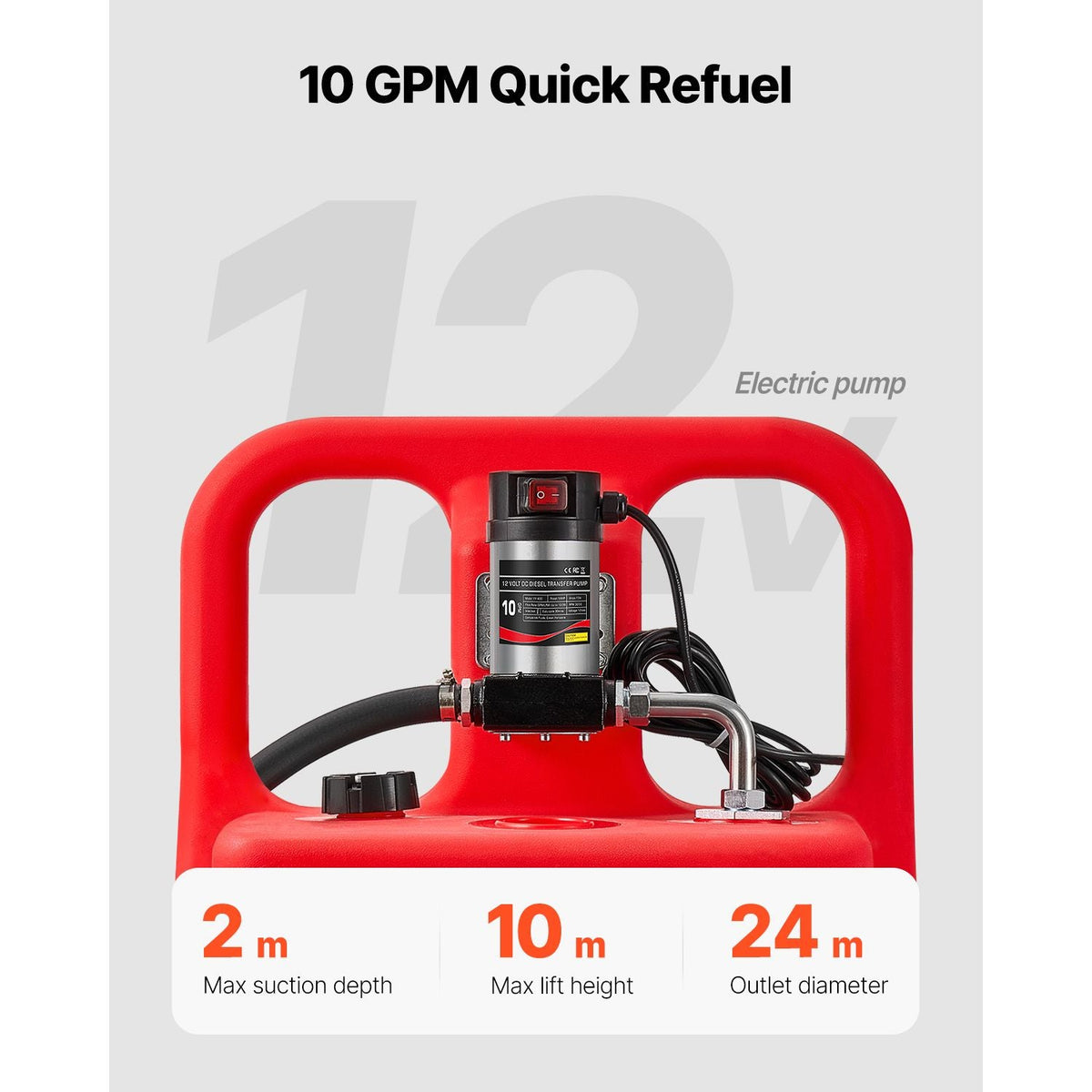 Diesel Transfer Tank, 32 Gallon, Portable Kerosene Tank with 12V DC 10GPM Electric Transfer Pump, 13 ft Delivery Hose & Self-sealing Nozzle, Compatible with Diesel & Kerosene