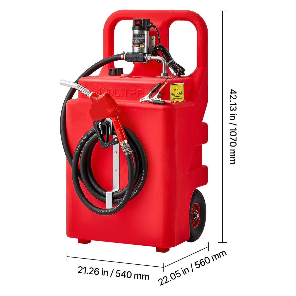 Diesel Transfer Tank, 32 Gallon, Portable Kerosene Tank with 12V DC 10GPM Electric Transfer Pump, 13 ft Delivery Hose & Self-sealing Nozzle, Compatible with Diesel & Kerosene