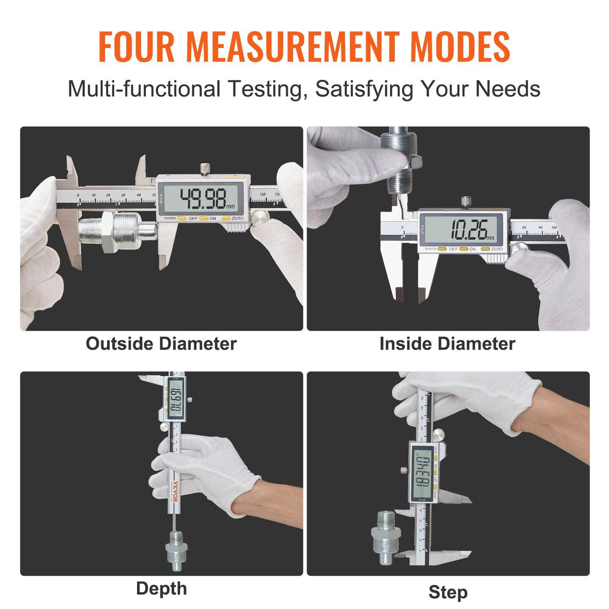 Digital Caliper, Calipers Measuring Tool 0-6", Electronic Micrometer Caliper with Large LCD Screen, IP54 Waterproof & 4 Measurement Modes, Inch and Millimeter Conversion, Two Batteries Included