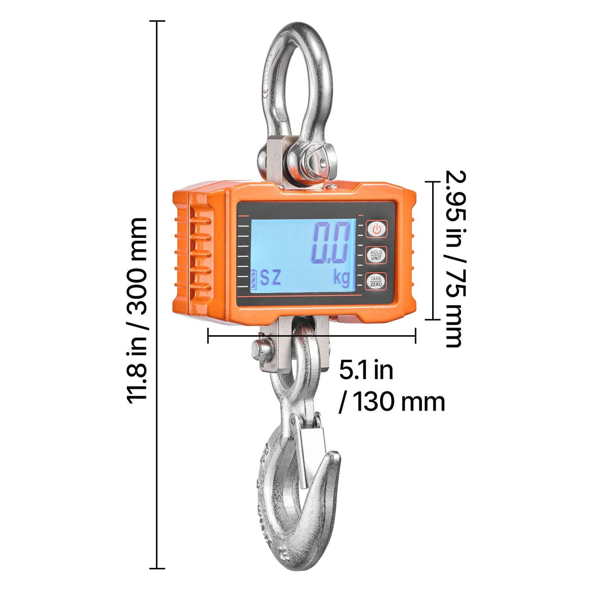 Digital Crane Scale, 4400 lbs/2000 kg Max Capacity, Heavy Duty Industrial Hanging Scale with Cast Aluminum Case & LCD Display, 1 lbs Division & 3 Unit Switch, Remote Control for Garage Factory