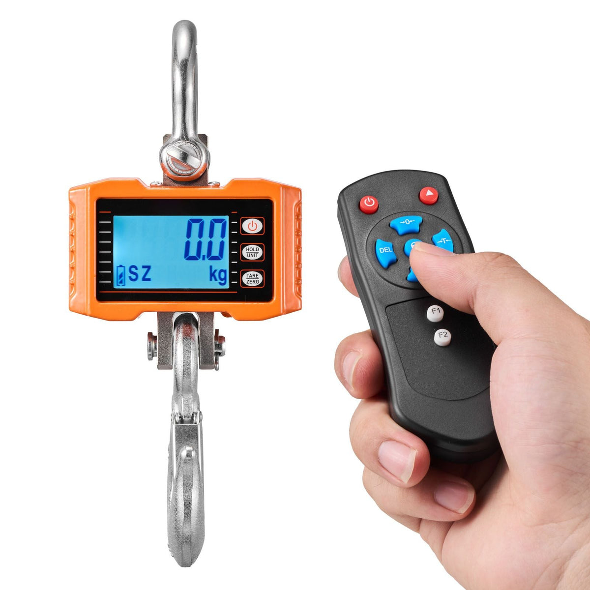 Digital Crane Scale, 4400 lbs/2000 kg Max Capacity, Heavy Duty Industrial Hanging Scale with Cast Aluminum Case & LCD Display, 1 lbs Division & 3 Unit Switch, Remote Control for Garage Factory