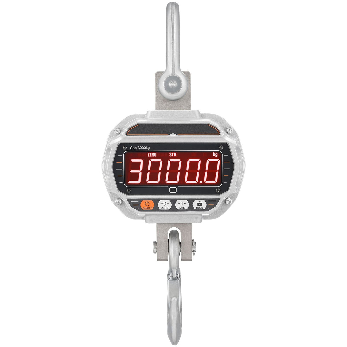 Digital Crane Scale, 6600 lbs/3000 kg, Industrial Heavy Duty Hanging Scale with Remote Control, Cast Aluminum Case & LED Screen, High Precision for Construction, Factory, Farm, Hunting (Silver)