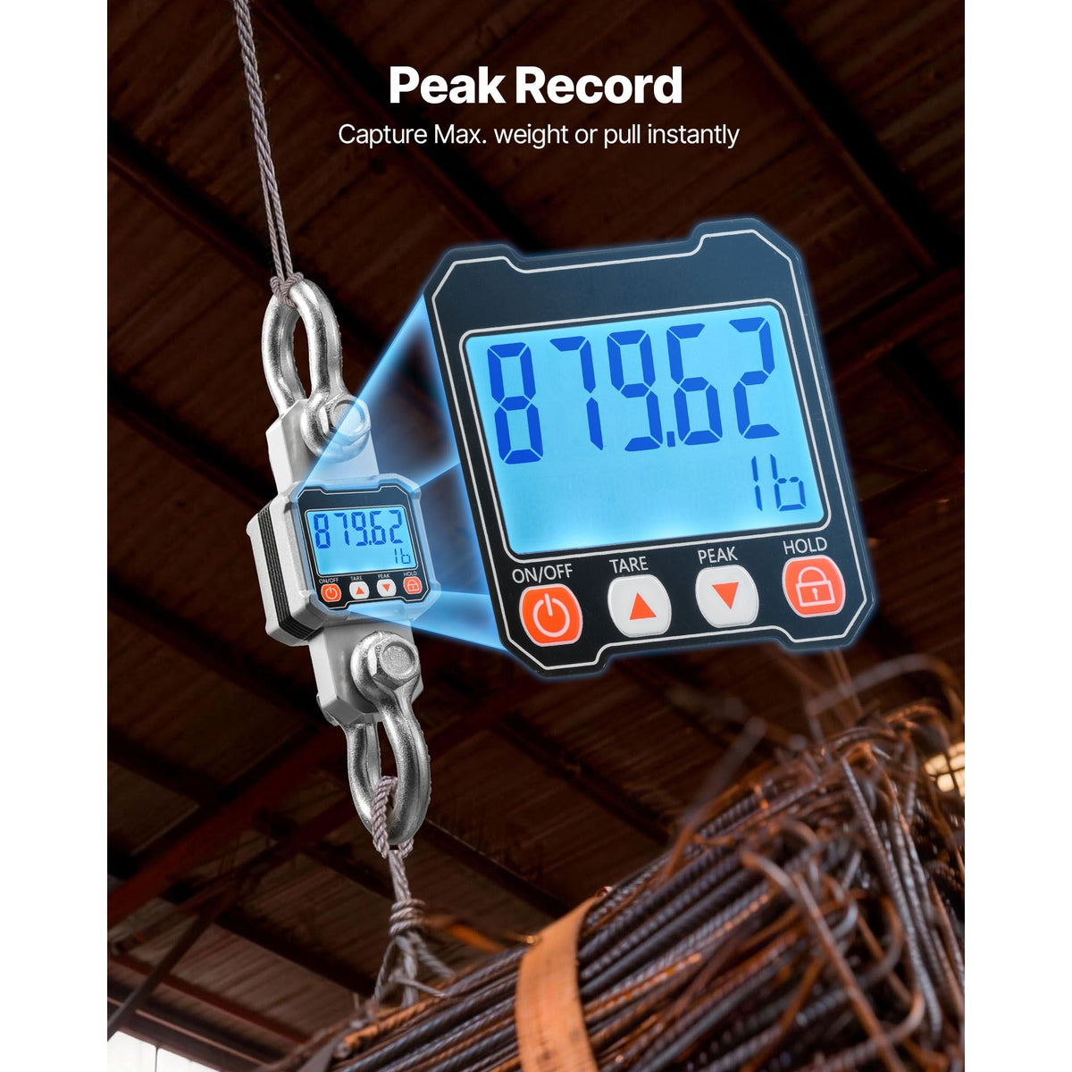 Digital Crane Scale, 6600 lbs/3000 kg Max Capacity, Heavy Duty Industrial Hanging Scale with Cast Aluminum Case & LCD Display, 1 lbs Division & 3 Unit Switch, Remote Control for Garage Factory