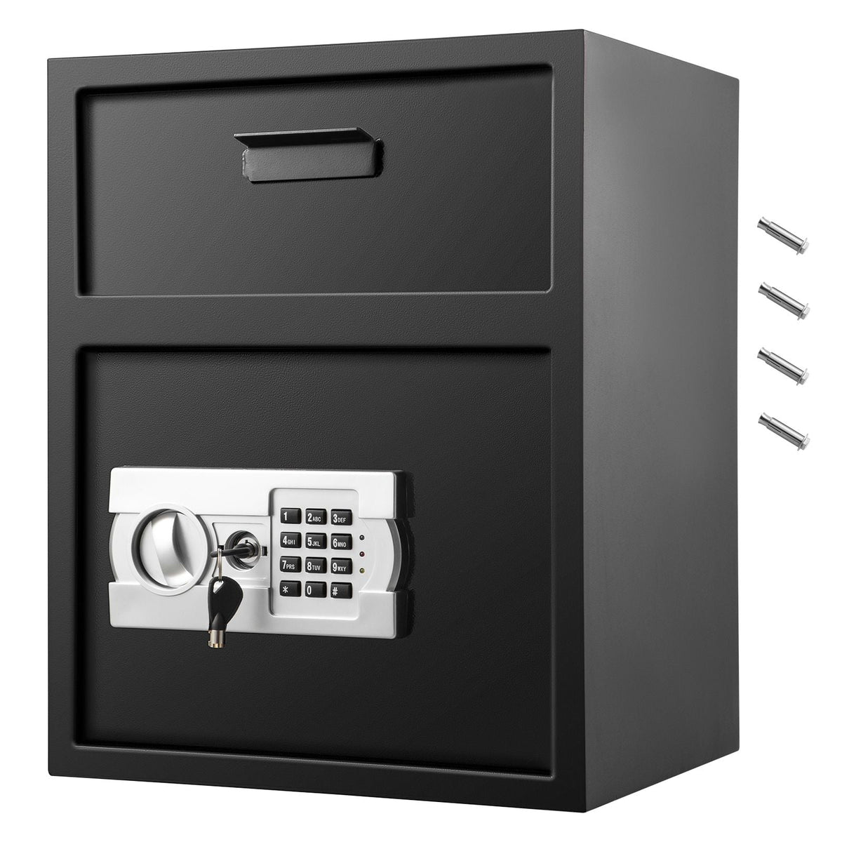 Digital Depository Safe 1.7 Cubic Feet Made of Carbon Steel Electronic Code Lock Depository Safe with Deposit Slot with Two Emergency Keys Depository Box for Home Hotel Restaurant and Office
