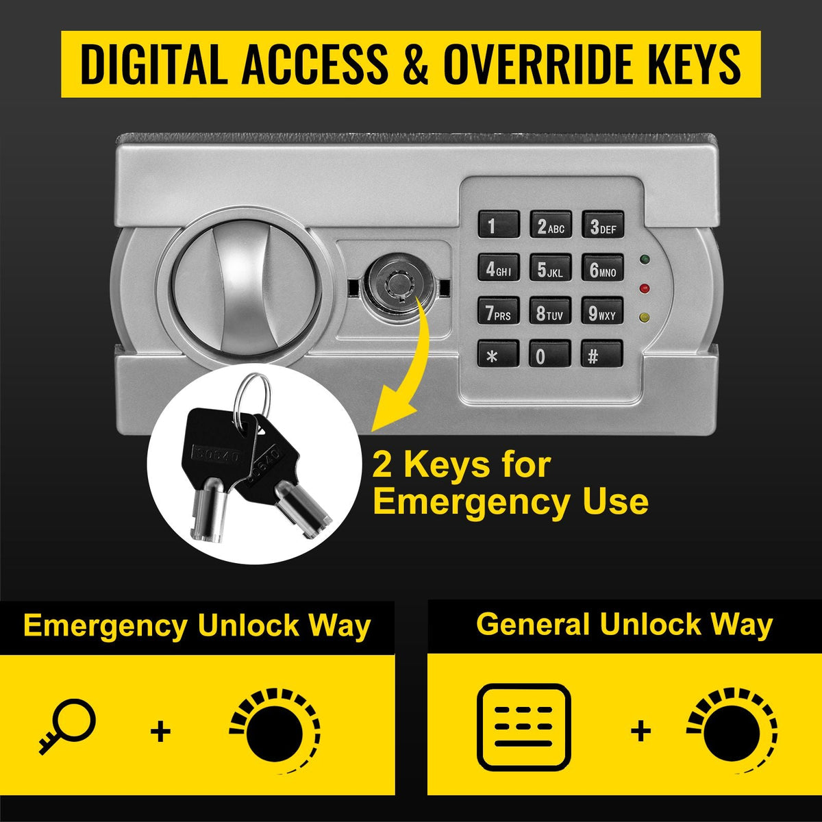 Digital Depository Safe 1.7 Cubic Feet Made of Carbon Steel Electronic Code Lock Depository Safe with Deposit Slot with Two Emergency Keys Depository Box for Home Hotel Restaurant and Office