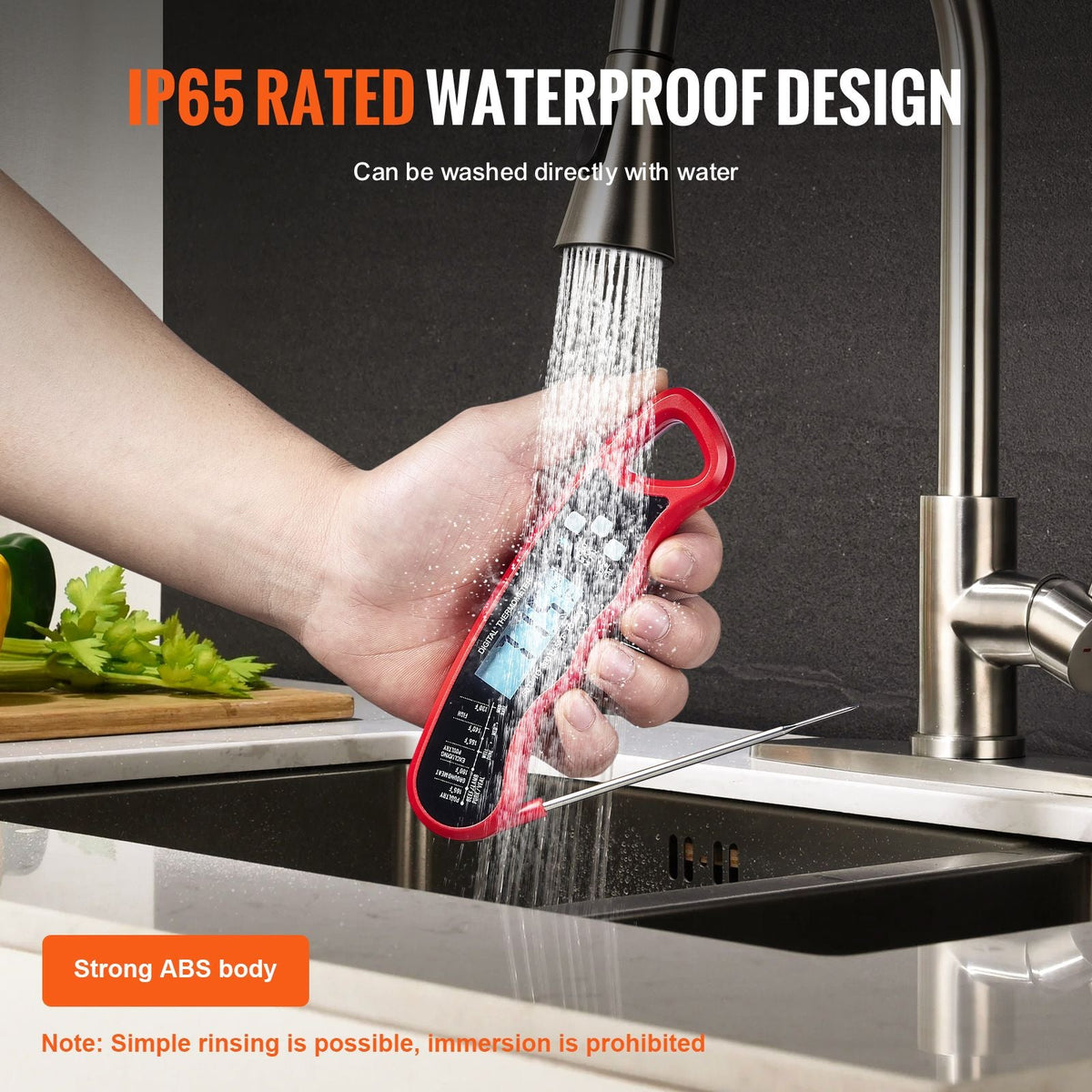 Digital Grill Thermometer, 1 F High-precision thermometer for Grill and Cooking, -58-572 F Measuring Range, IP65 Waterproof 3s measure, 180 degree Foldable Probe with Backlight & Back Magnetic