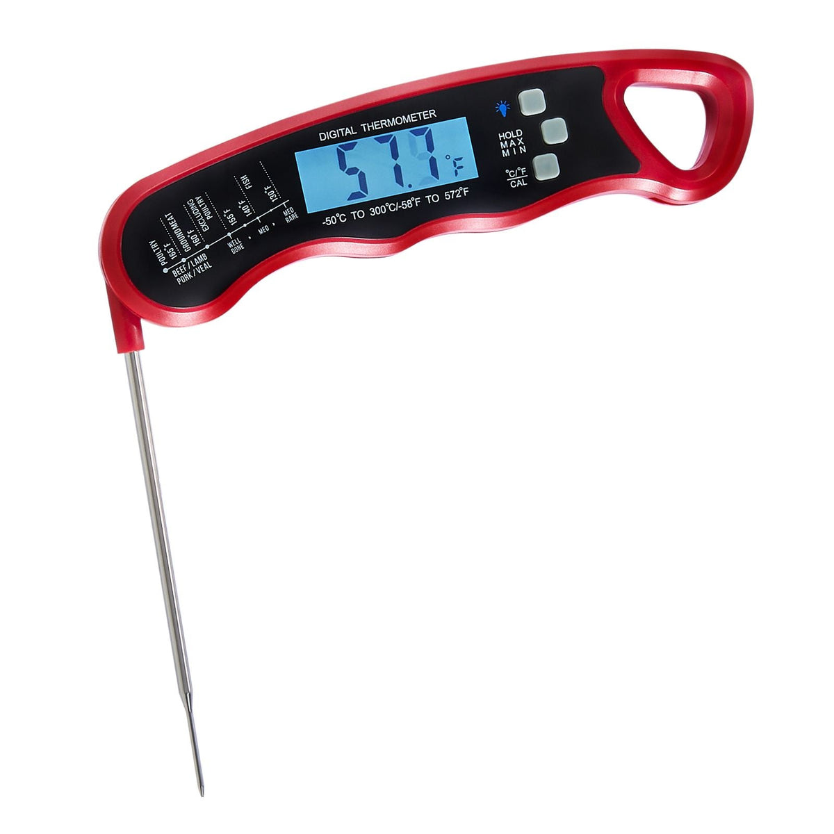 Digital Grill Thermometer, 1 F High-precision thermometer for Grill and Cooking, -58-572 F Measuring Range, IP65 Waterproof 3s measure, 180 degree Foldable Probe with Backlight & Back Magnetic