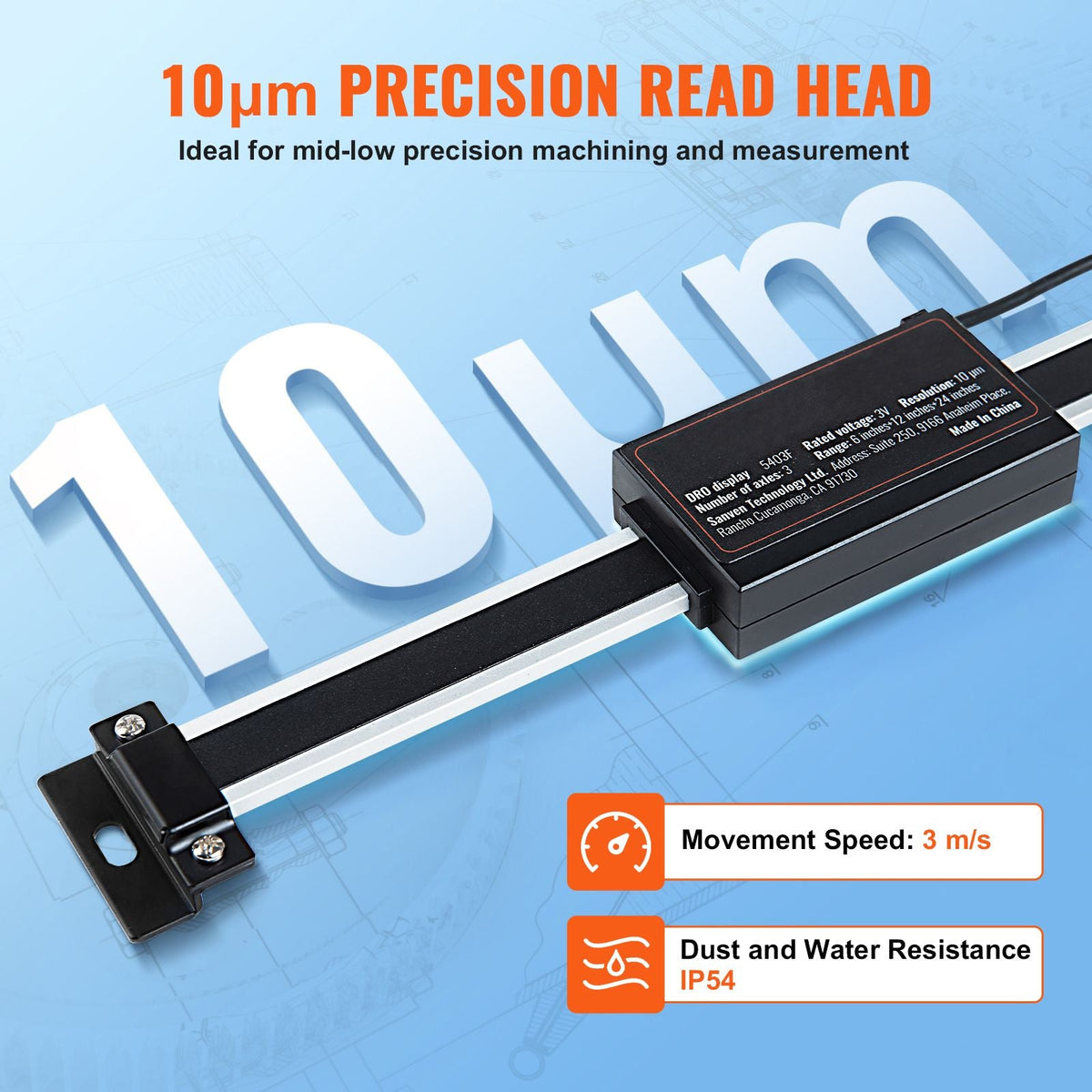 Digital Readout, 6'' & 12'' & 24'', Linear Scale 3 Axis DRO Display Kit with L-Shaped Brackets Z-Shaped Brackets Thickened Plates Screws Button Cells
