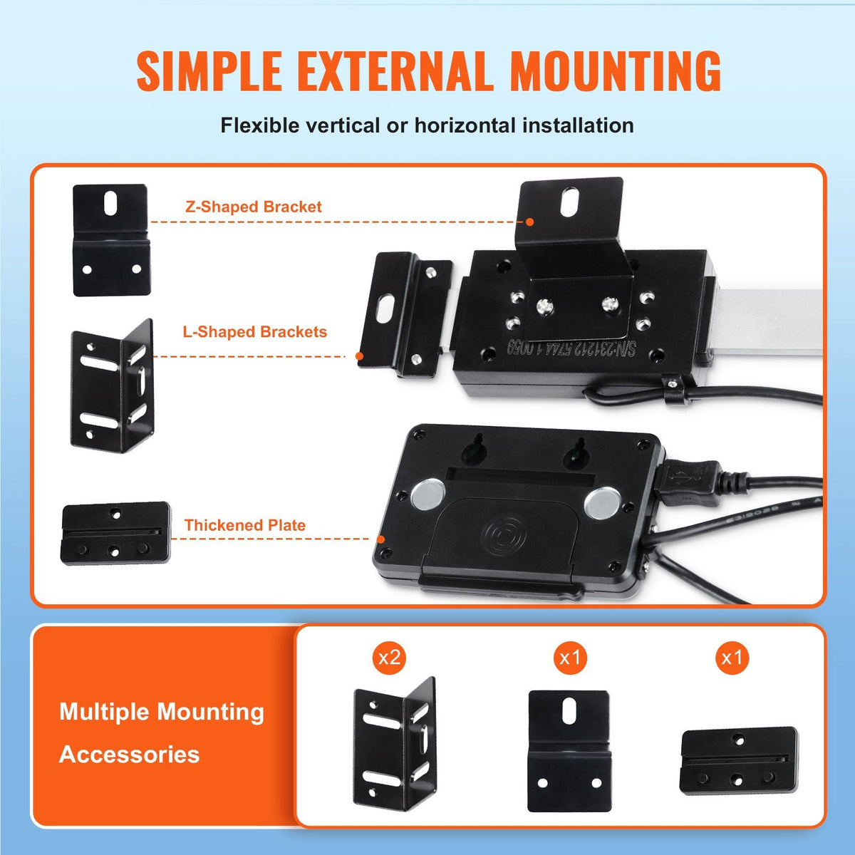 Digital Readout, 6'' & 12'' & 24'', Linear Scale 3 Axis DRO Display Kit with L-Shaped Brackets Z-Shaped Brackets Thickened Plates Screws Button Cells