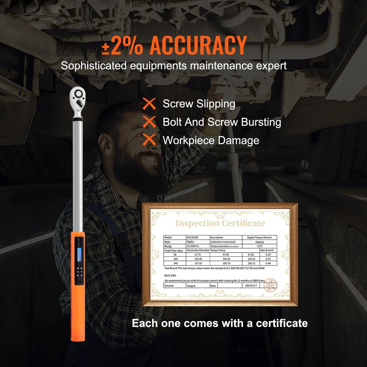 Digital Torque Wrench, 1/2" Drive Electronic Torque Wrench, Torque Wrench Kit 25-250ft.lb/34-340n.m Torque Range Accurate to ±2%, 3-Mode Adjustable Torque Wrench Set with LED Buzzer Calibration