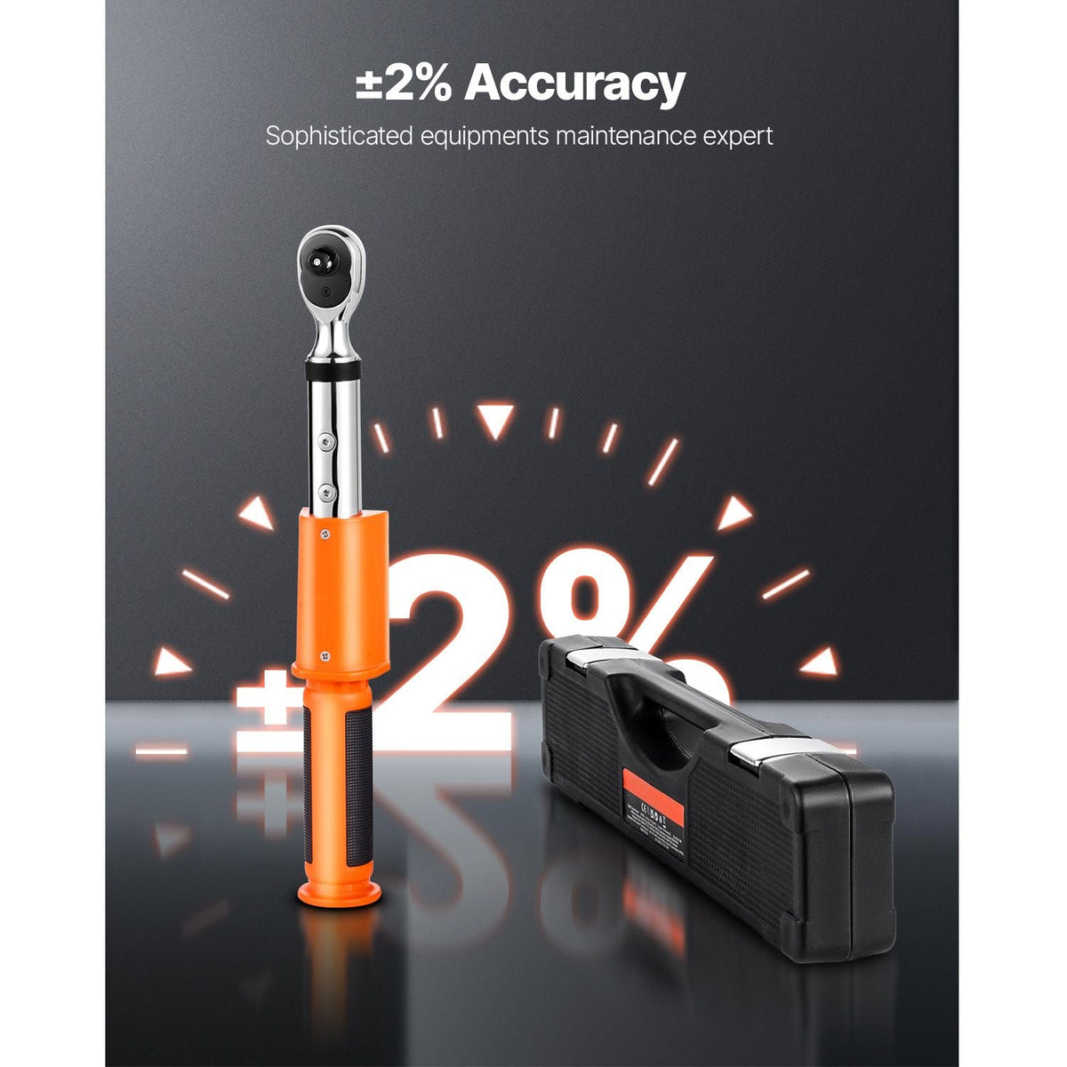Digital Torque Wrench, 3/8 Inch Drive, 0-99.57 lbf-ft / 0-135 N.m, 72-Tooth, ±2% High Accuracy Electronic Torque Wrench with Preset Value, Buzzer and LED Notification, for Automotive Motorcycle