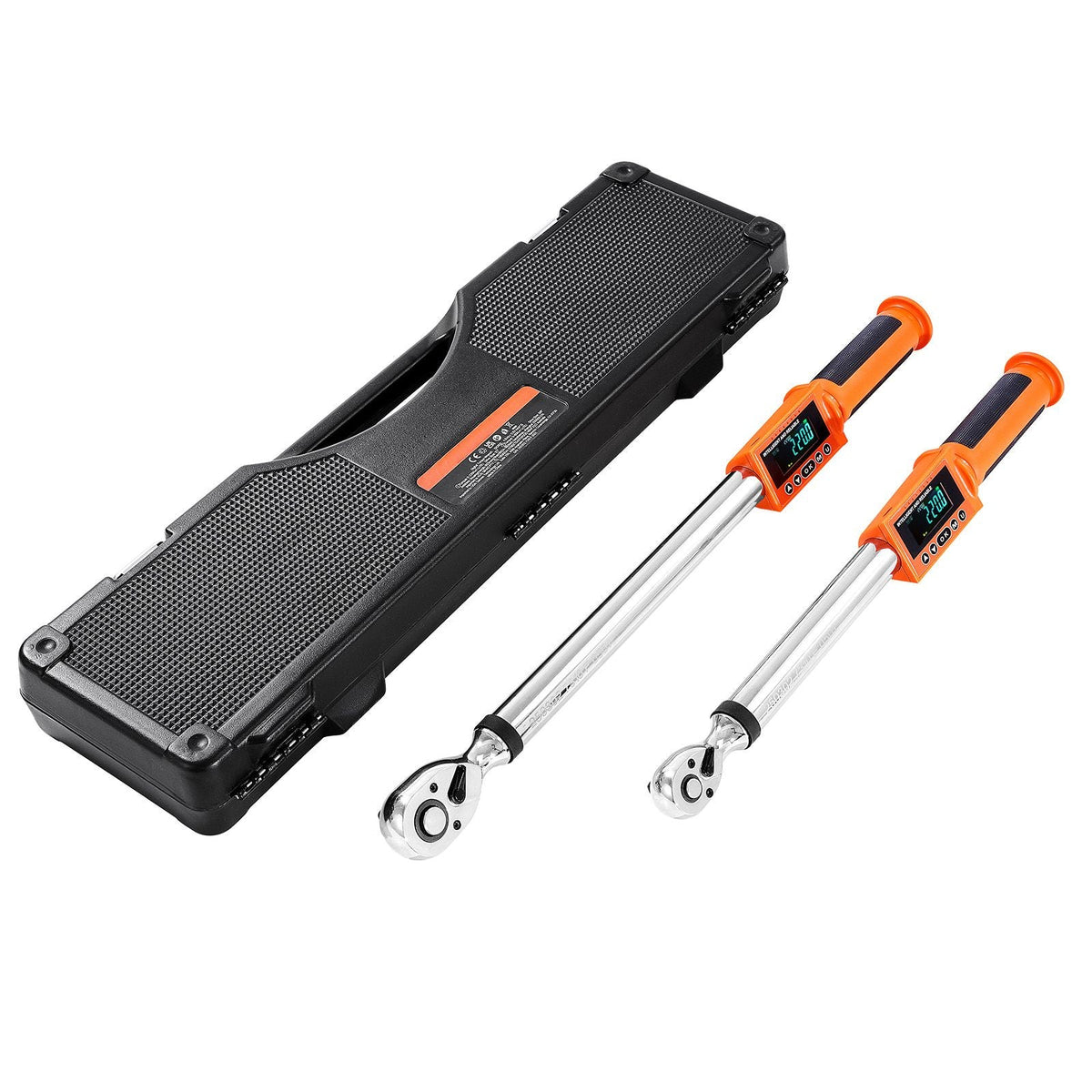 Digital Torque Wrench Set, 2 Pieces, 1/2, 3/8 Inch Drive, 72-Tooth, ±2% High Accuracy Electronic Torque Wrench with Preset Value, Buzzer and LED Notification, for Automotive Motorcycle