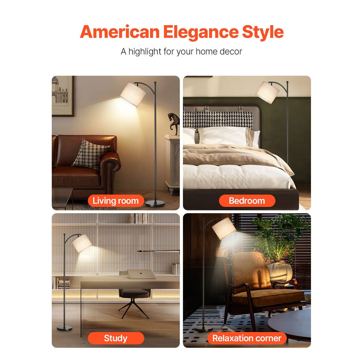 Dimmable Floor Lamp, Color Temperature & Brightness Adjustable, Modern Standing Lamp with Remote Control, Foot Switch Floor Lamp for Living Room, Bedroom, Office(LED Bulb, Lampshade Included)