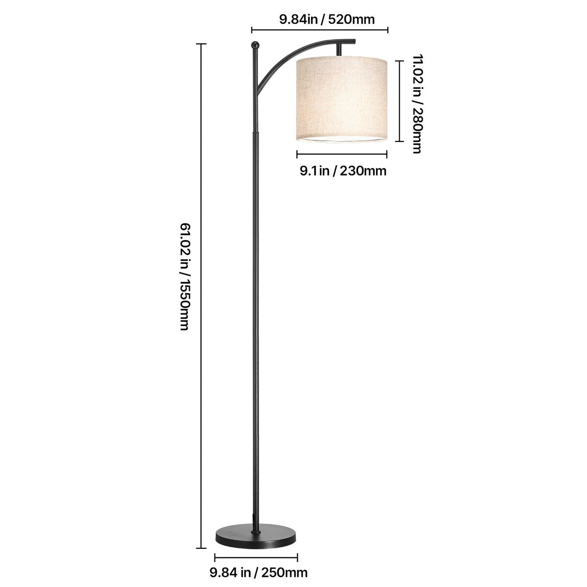 Dimmable Floor Lamp, Color Temperature & Brightness Adjustable, Modern Standing Lamp with Remote Control, Foot Switch Floor Lamp for Living Room, Bedroom, Office(LED Bulb, Lampshade Included)