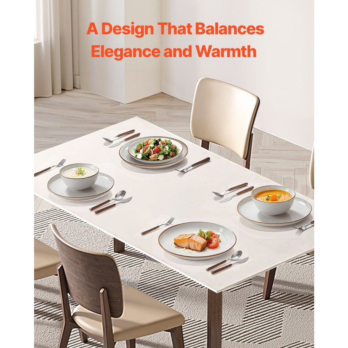 Dinnerware Set, Service for 4 (12 PCS), Round Plates and Bowls Sets, Scratch Resistant Ceramic Dinner Ware, Dishwasher and Microwave Suitable Kitchen Dish, for Dessert Salad Soup Pasta, White