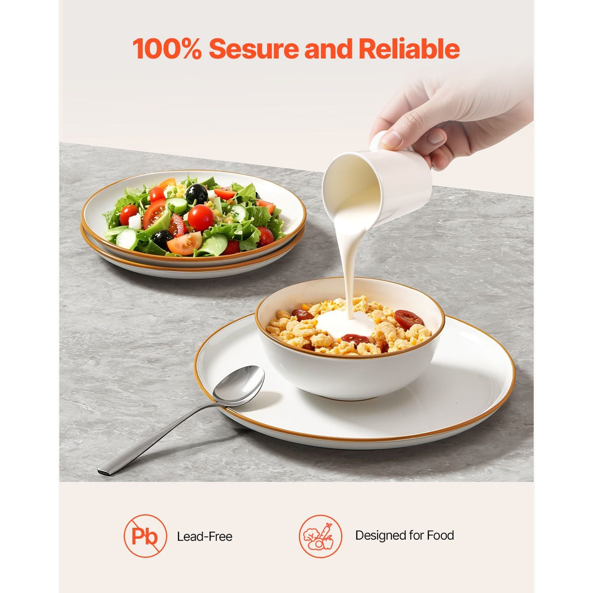 Dinnerware Set, Service for 4 (12 PCS), Round Plates and Bowls Sets, Scratch Resistant Ceramic Dinner Ware, Dishwasher and Microwave Suitable Kitchen Dish, for Dessert Salad Soup Pasta, White