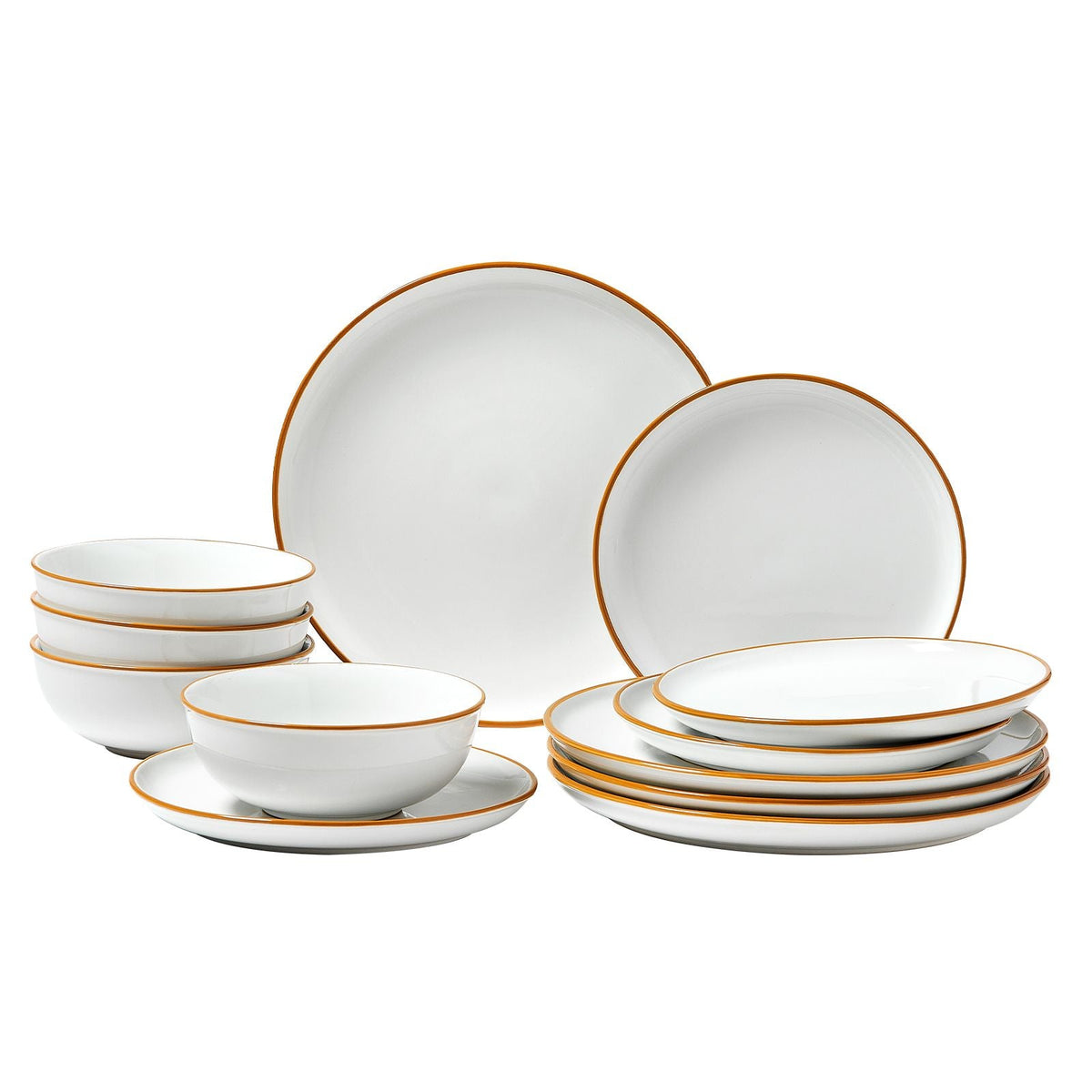 Dinnerware Set, Service for 4 (12 PCS), Round Plates and Bowls Sets, Scratch Resistant Ceramic Dinner Ware, Dishwasher and Microwave Suitable Kitchen Dish, for Dessert Salad Soup Pasta, White