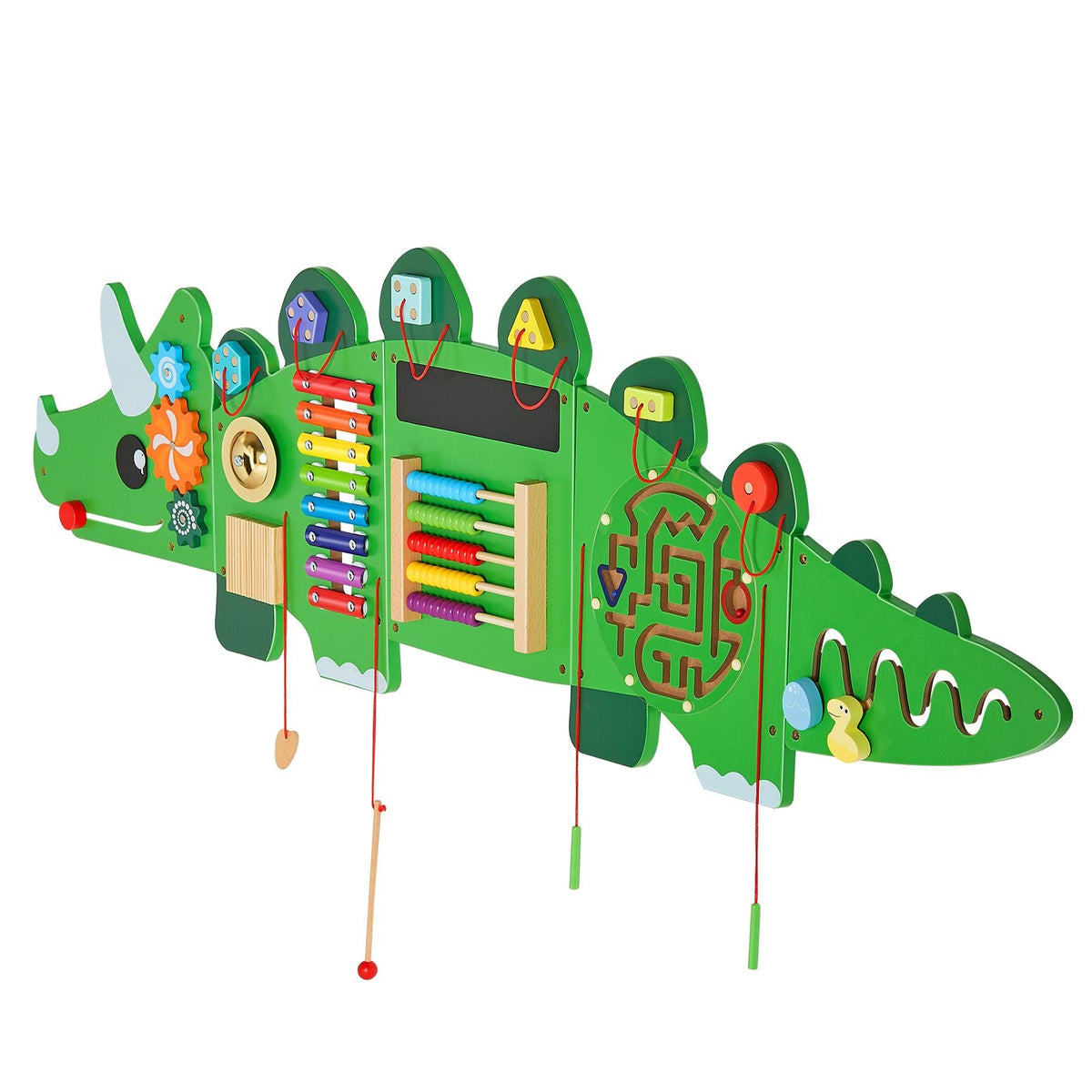 Dinosaur Activity Wall Busy Board Panels, 11 Activities, Montessori Sensory Wall Toy for Kids 3-12 Years, Montessori Learning Activity Center, Ideal for Toddler Playroom Nursery Classroom