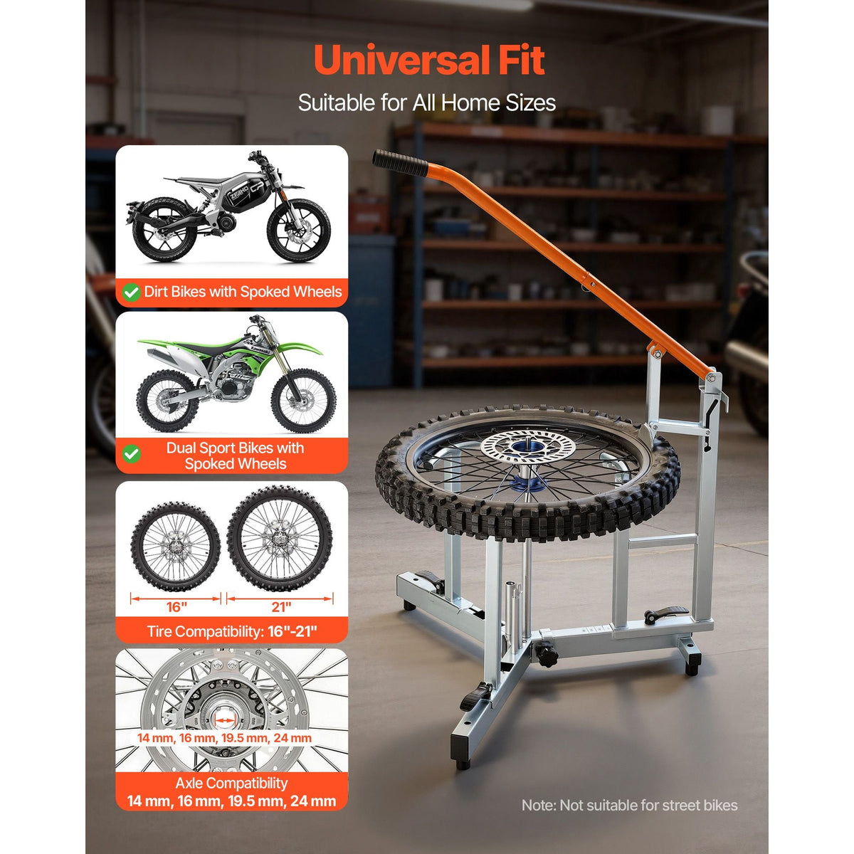 Dirt Bike and Dual Sport Tire Changer, Fits for 16"-21" Wheels, 15/17/20/25 mm Axles, Heavy Duty Dirt Bike Tire Changing Tool Kit with Bead Breaker, Irons, Protective Sleeves, and Storage Bag