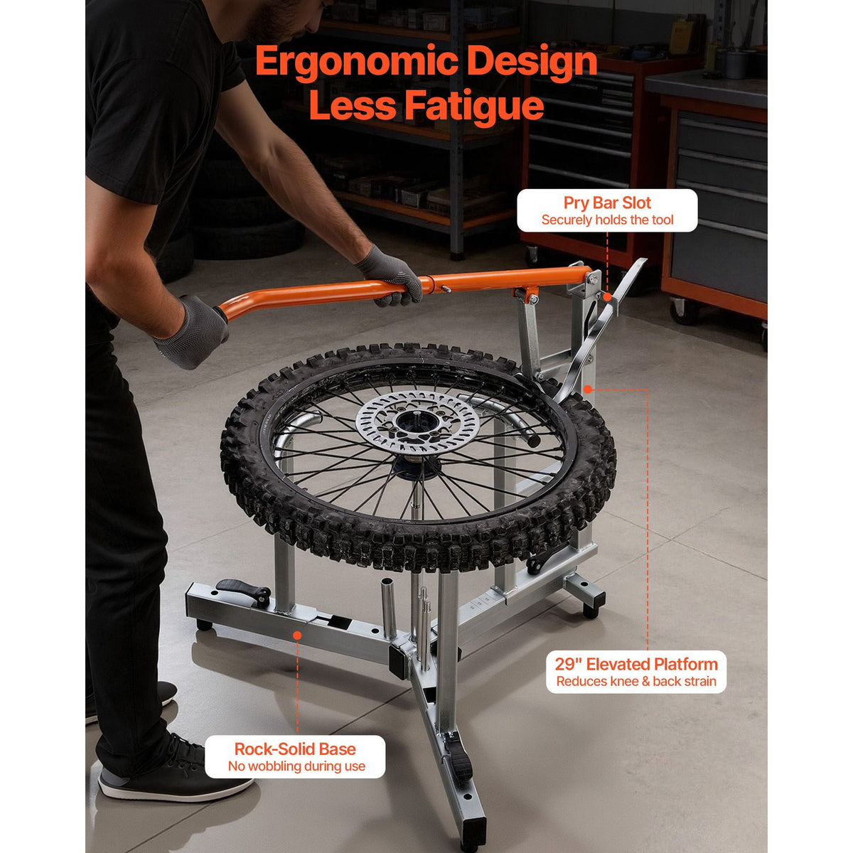 Dirt Bike and Dual Sport Tire Changer, Fits for 16"-21" Wheels, 15/17/20/25 mm Axles, Heavy Duty Dirt Bike Tire Changing Tool Kit with Bead Breaker, Irons, Protective Sleeves, and Storage Bag